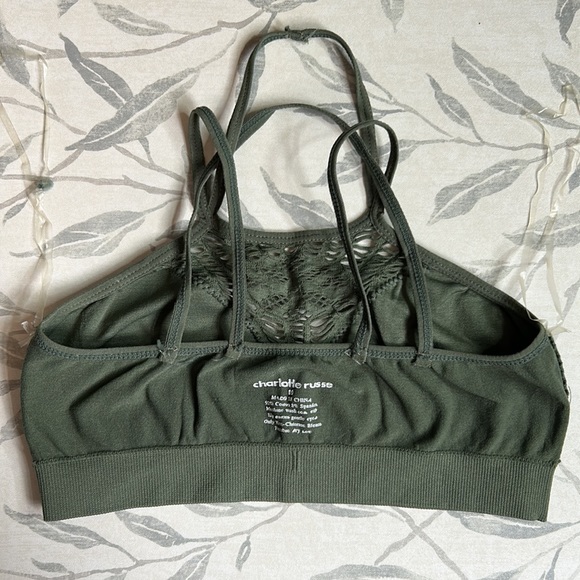 CHARLOTTE RUSSE | WOMEN'S OLIVE GREEN CUT OUT BRALETTE - Picture 4 of 8